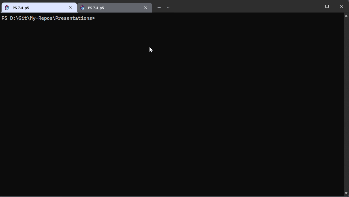 Animation showing the posh-git user experience